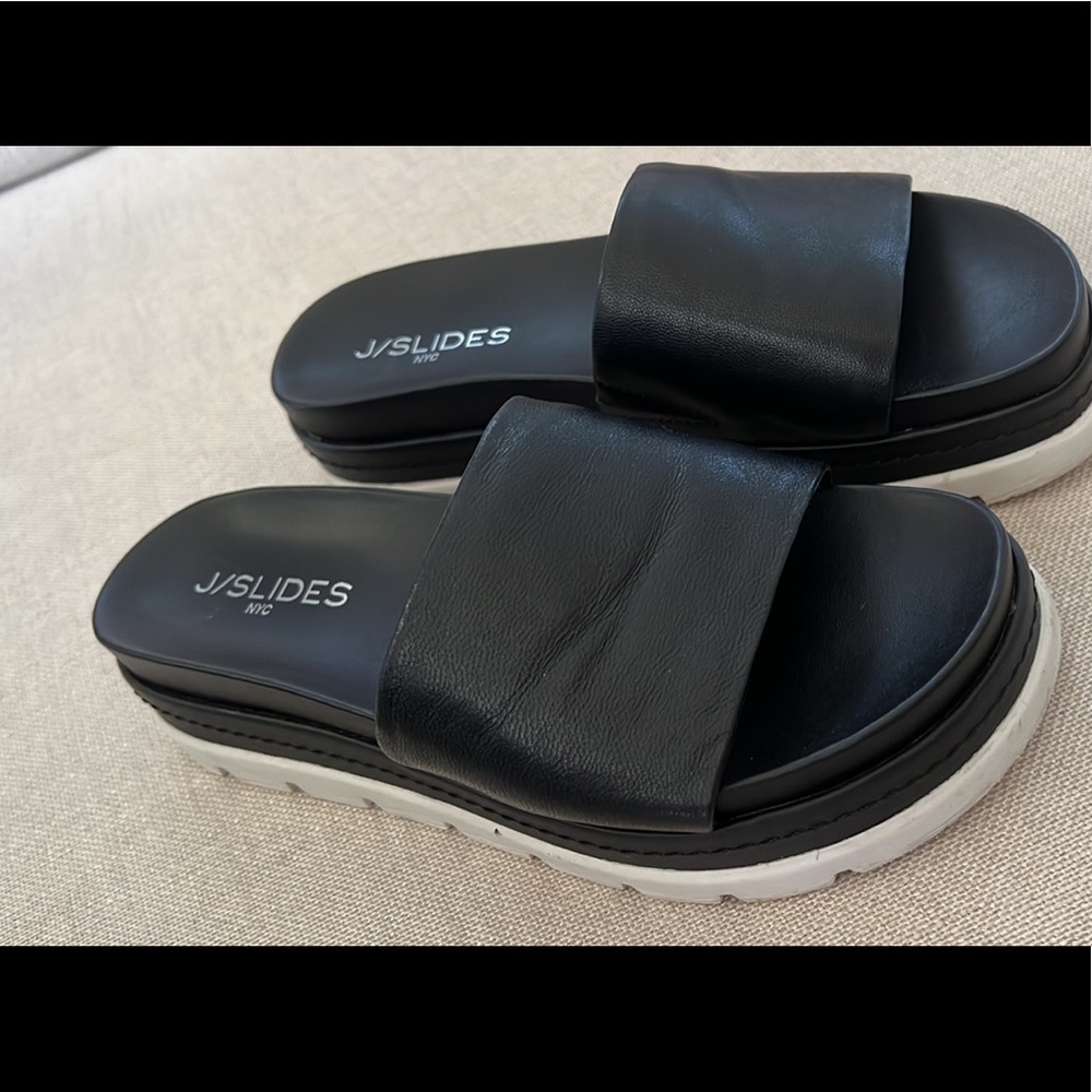 J Slides - platform leather sandals 7.5